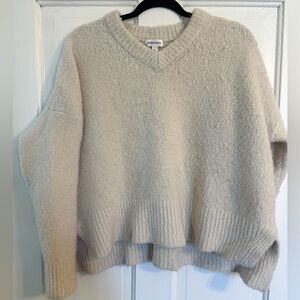 Nordstrom Cream V-Neck Merino Wool Blend Sweater